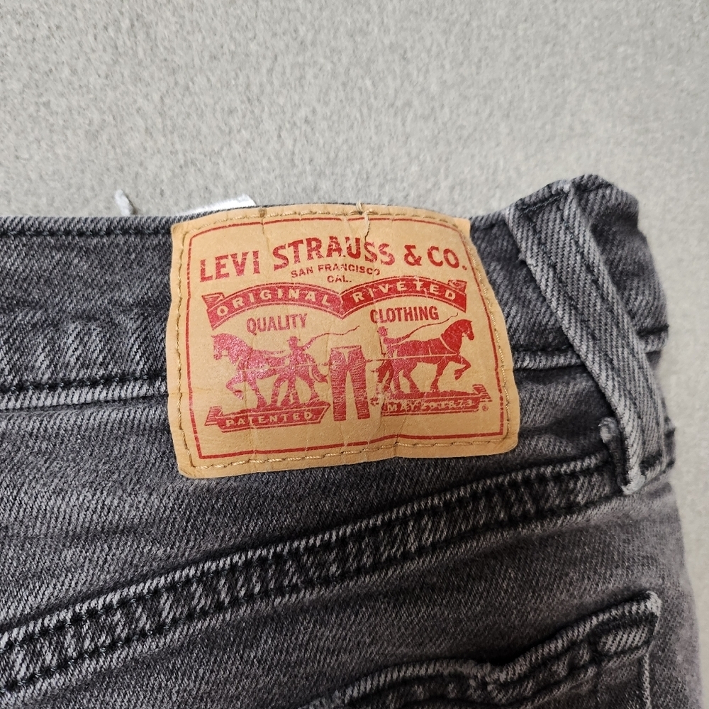 Levis Wedgie Straight Button Fly High Rise Premium Jeans Gray Black Wash Size 27 - Picture 7 of 14